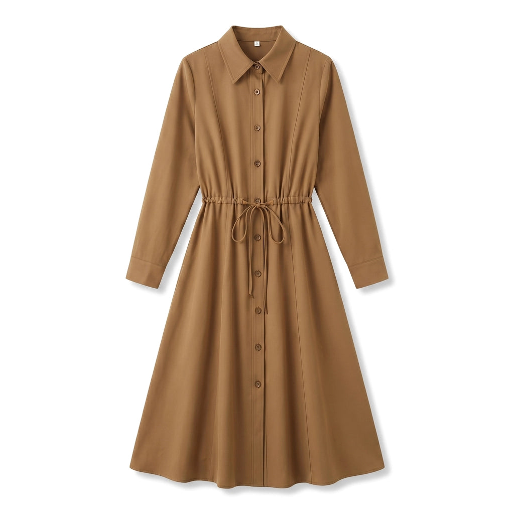 Adriana Miller Shirt Dress - Color:Khaki;Size:S