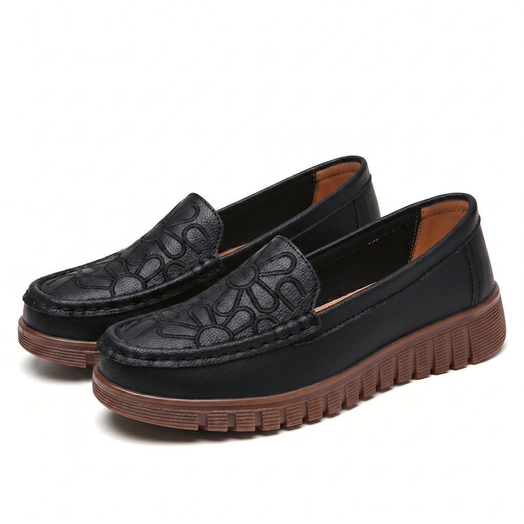 Alessia Leather Slip-On Loafers - Color:Black;Size:35