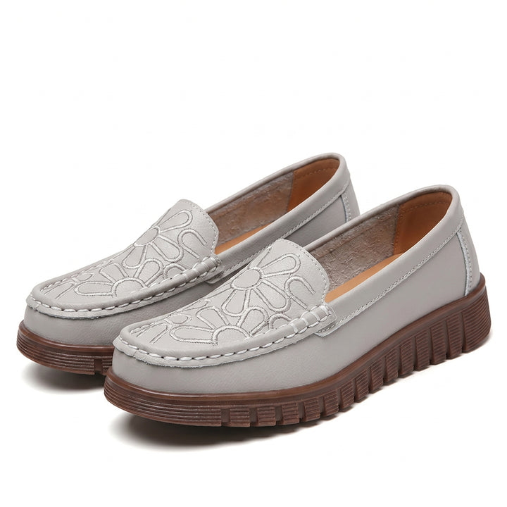 Alessia Leather Slip-On Loafers - Color:Gray;Size:35