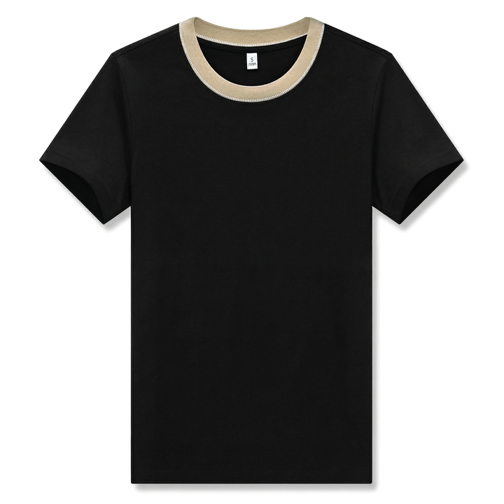 Alister Cotton Crewneck Tee - Color:Deep Black;Size:S