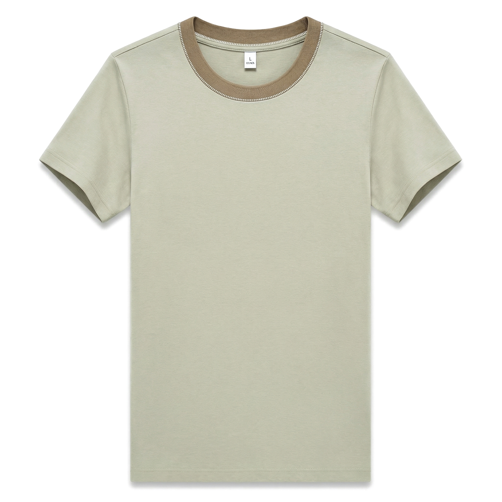 Alister Cotton Crewneck Tee - Color:Grey Khaki;Size:S
