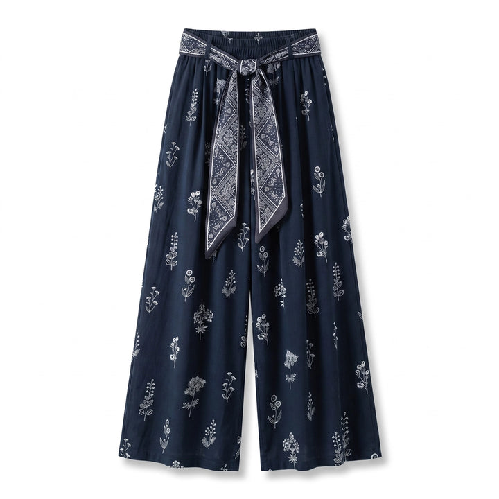 Amara Wide-Leg Trousers - Color:Navy;Size:XS