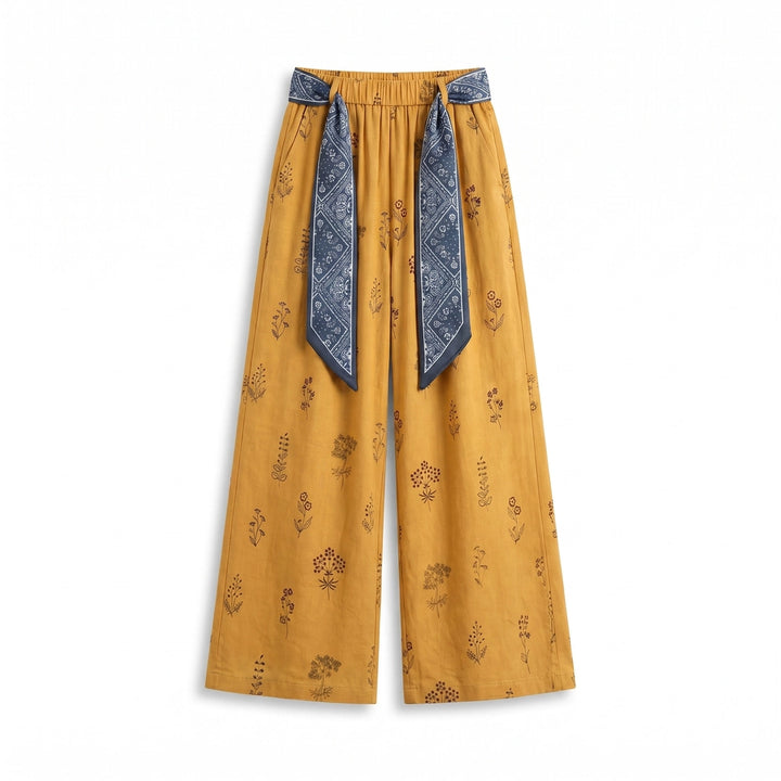 Amara Wide-Leg Trousers - Color:Yellow;Size:XS