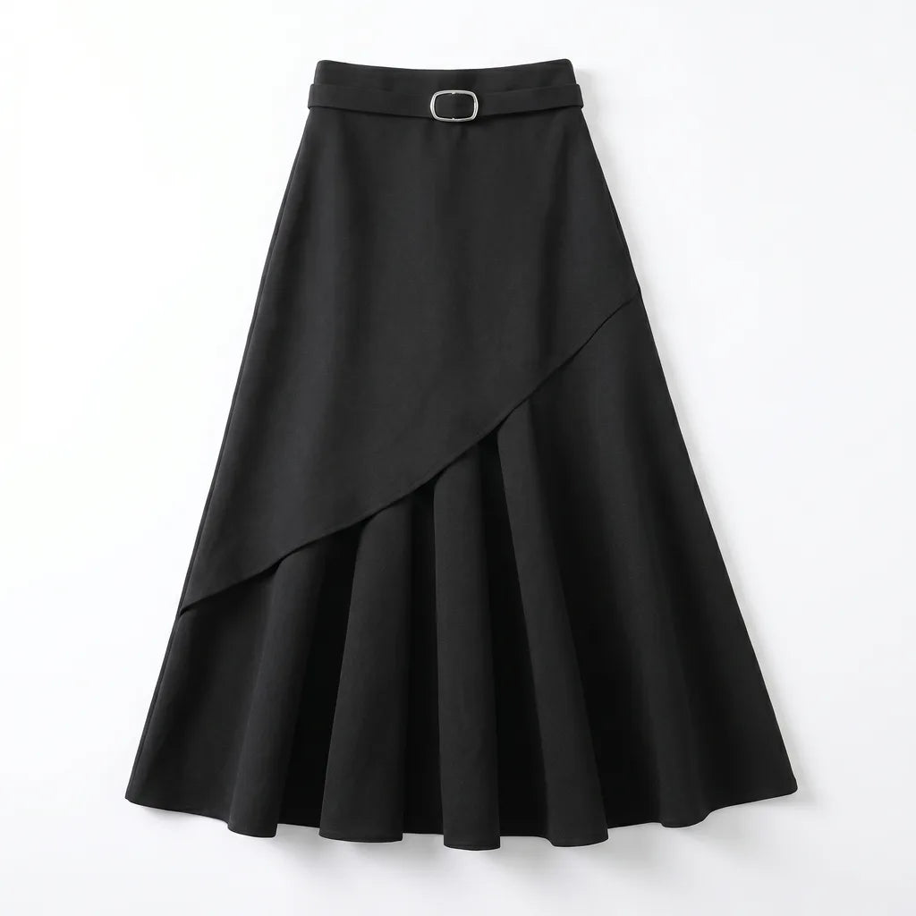 Amelia A-Line Mixi Skirt - Color:Black;Size:XS