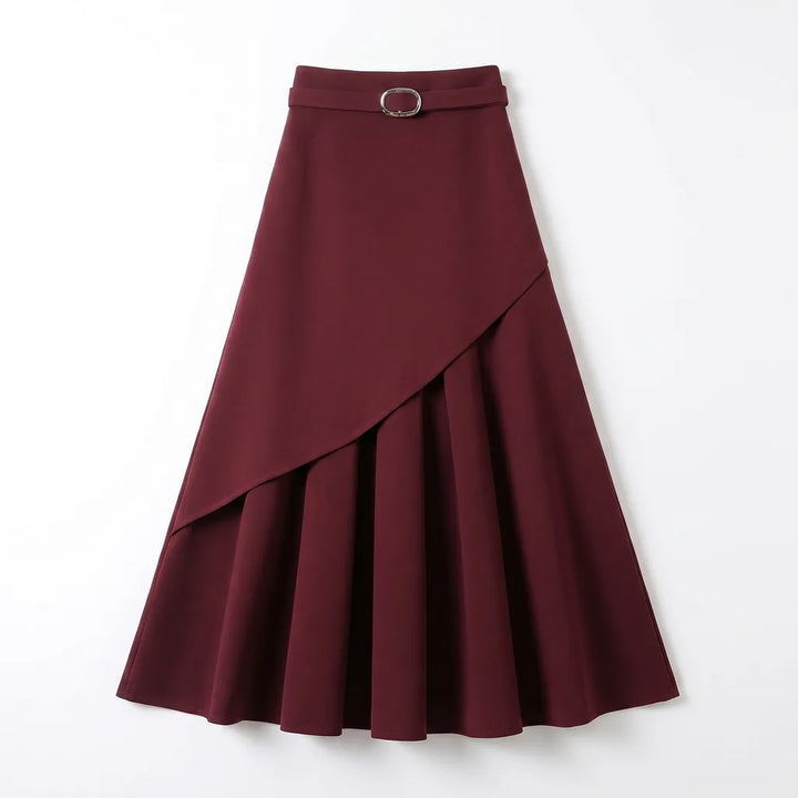 Amelia A-Line Mixi Skirt - Color:Red;Size:XS