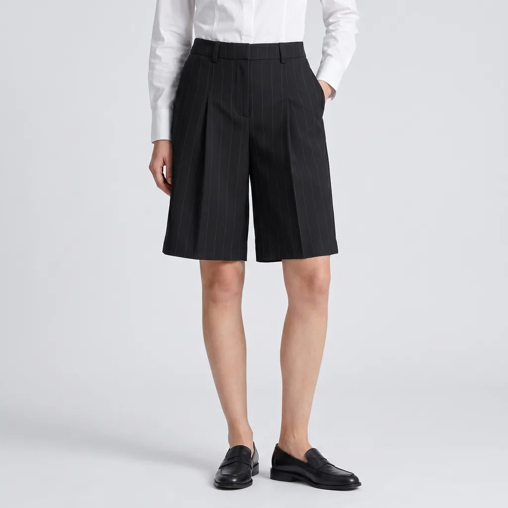 Black Anastasia Cotton Straight Shorts 2