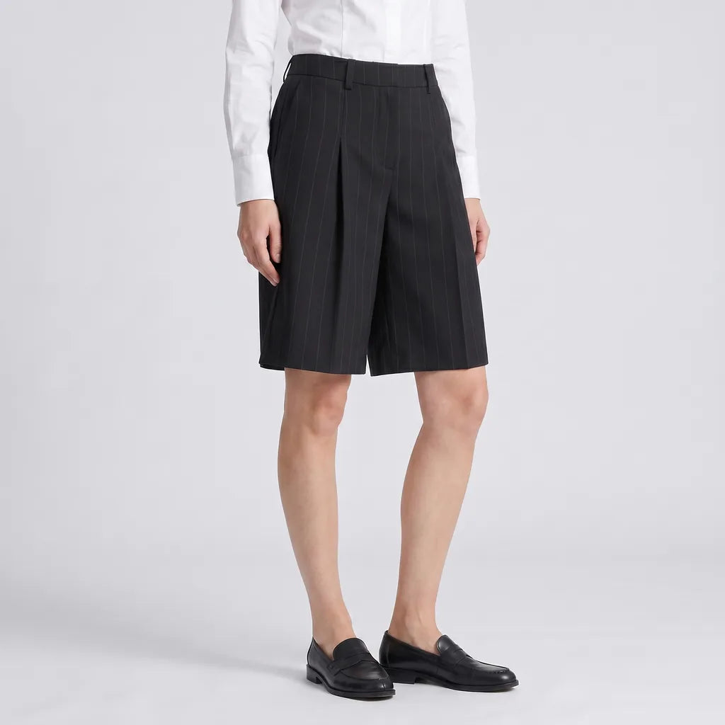 Black Anastasia Cotton Straight Shorts 4