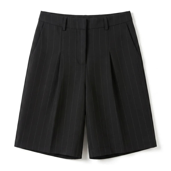 Anastasia Cotton Straight Shorts - Color:Black;Size:S