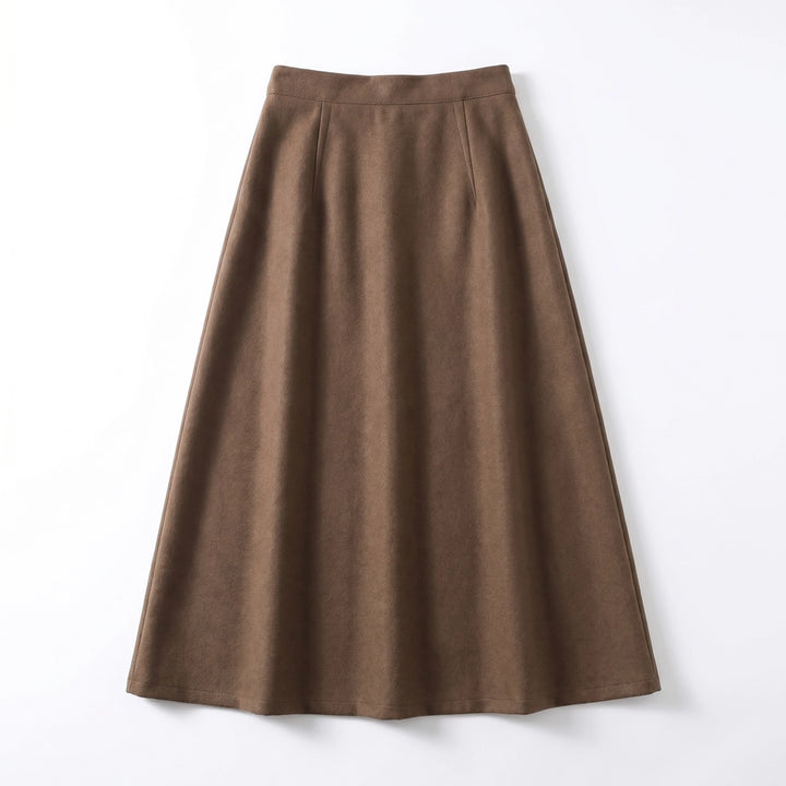 Andrea Soft Midi Skirt - Color:Dark Coffee;Size:XS