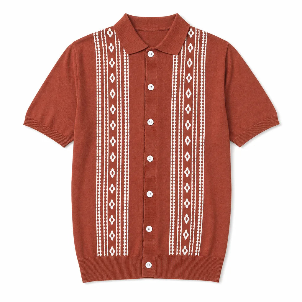 Andrew Knit Polo Shirt - Color:Dark Coffee;Size:S