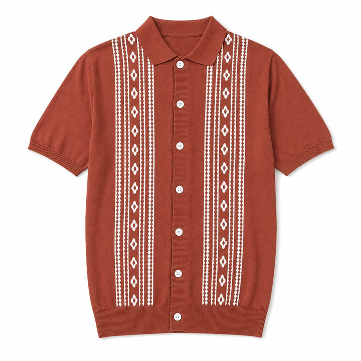 Andrew Knit Polo Shirt - Color:Dark Coffee;Size:S