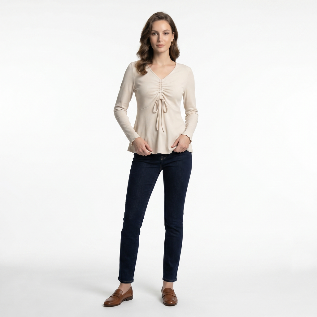Serena Ruched V-Neck Top