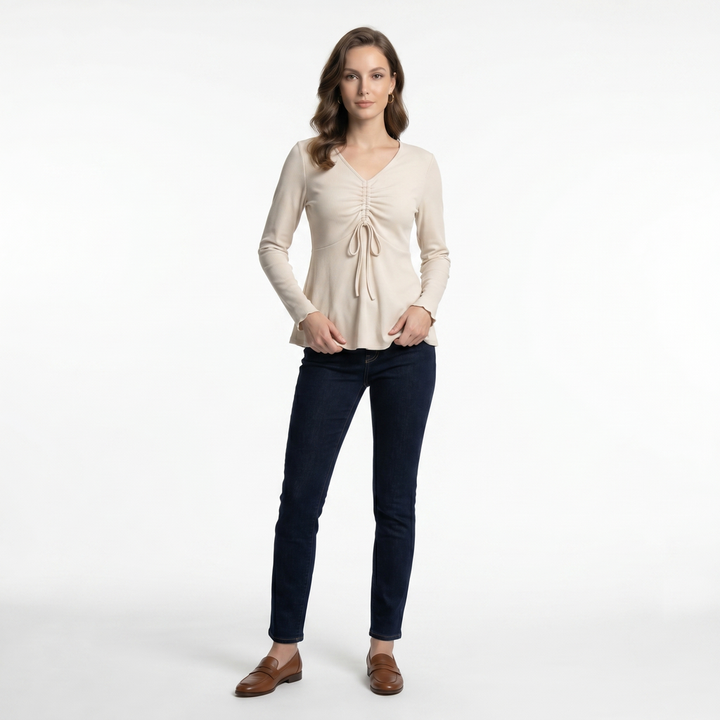Serena Ruched V-Neck Top