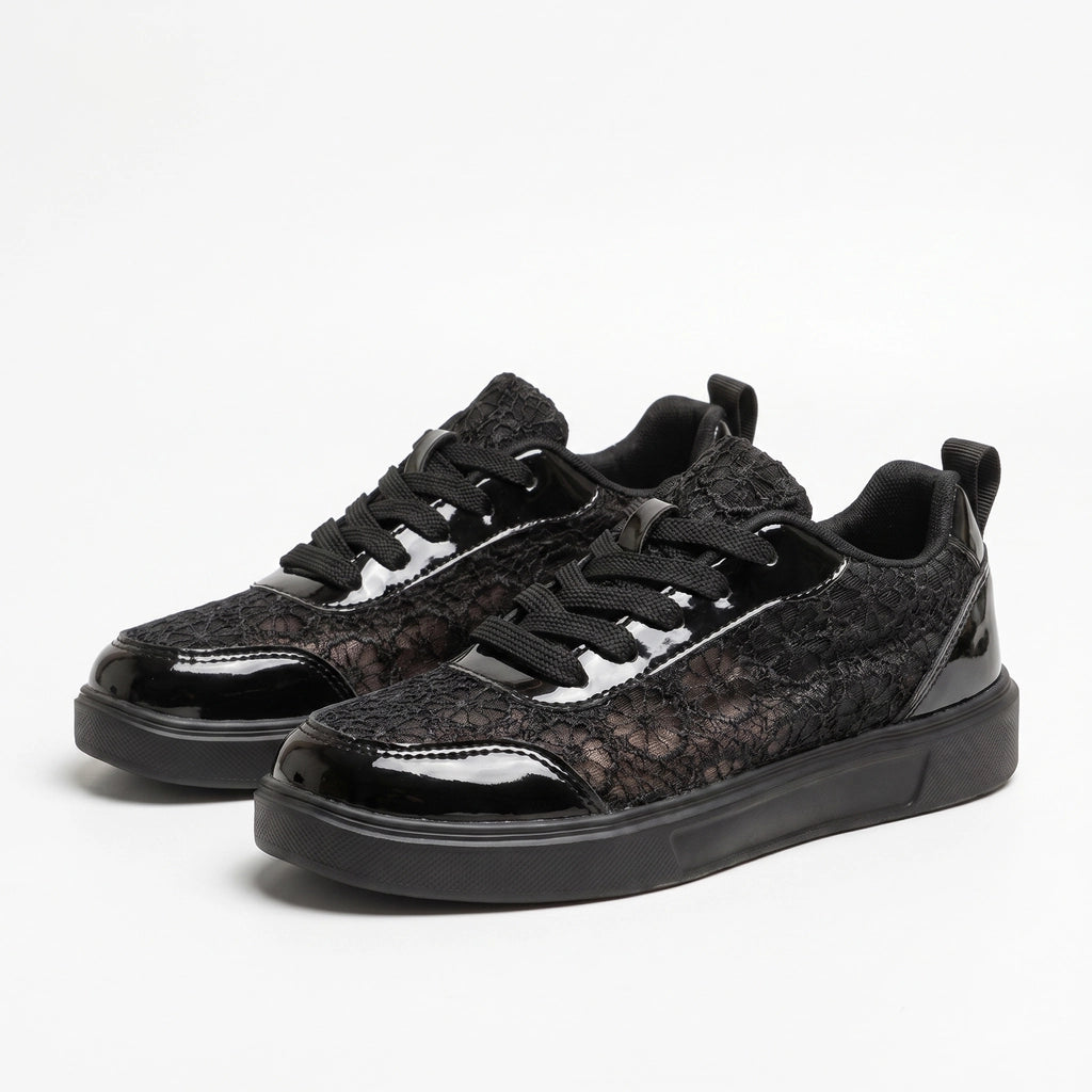 Aria Vance Perforated Sneakers - Color:Black;Size:36