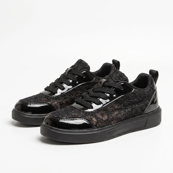 Aria Vance Perforated Sneakers - Color:Black;Size:36