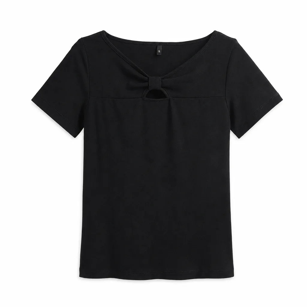 Women's Black Stapleton Bow Cutout T-Shirt