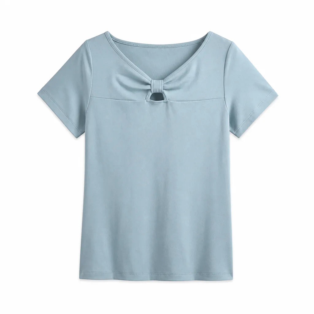 Women's Blue Stapleton Bow Cutout T-Shirt