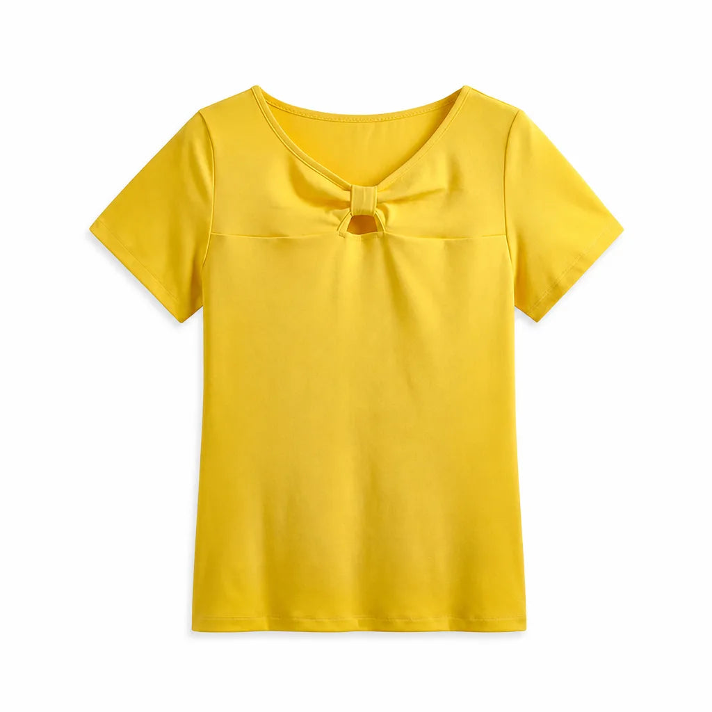 Women's Yellow Stapleton Bow Cutout T-Shirt