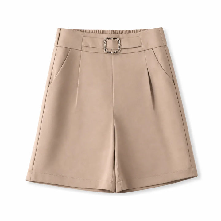 Arianna High-Waist Shorts - Color:Beige;Size:XS
