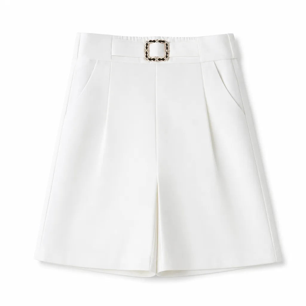 Arianna High-Waist Shorts - Color:White;Size:XS