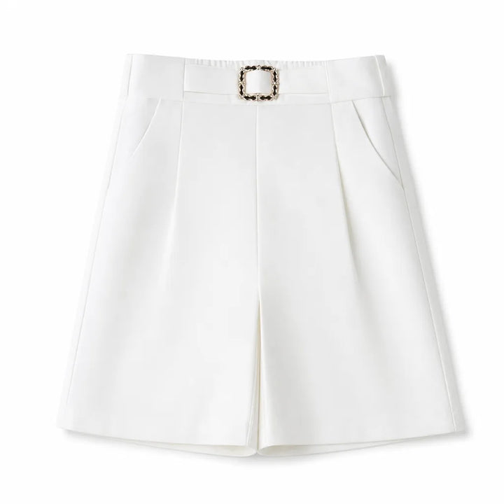 Arianna High-Waist Shorts - Color:White;Size:XS