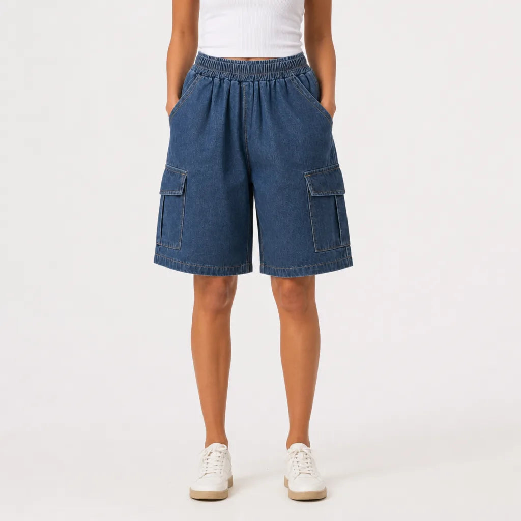 Women's Blue Cedric Straight Denim Shorts