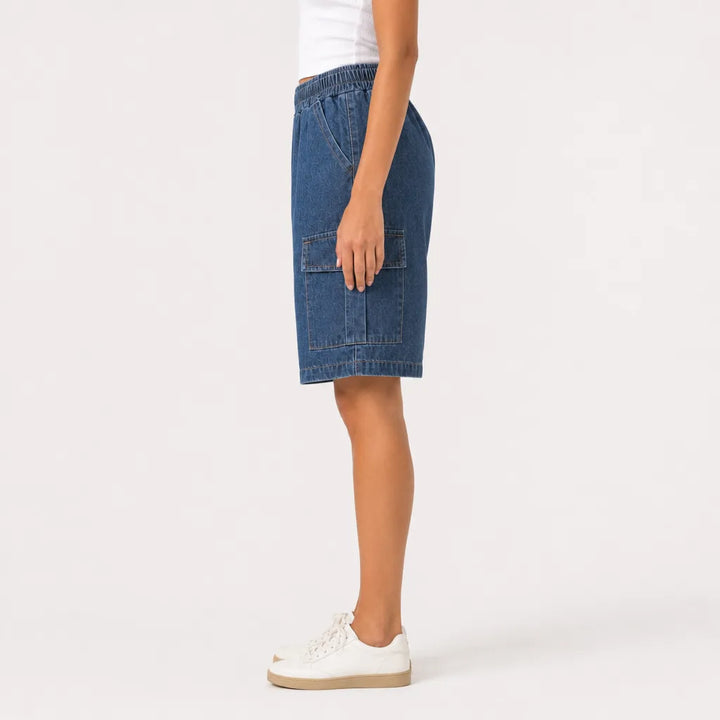 Women's Blue Cedric Straight Denim Shorts