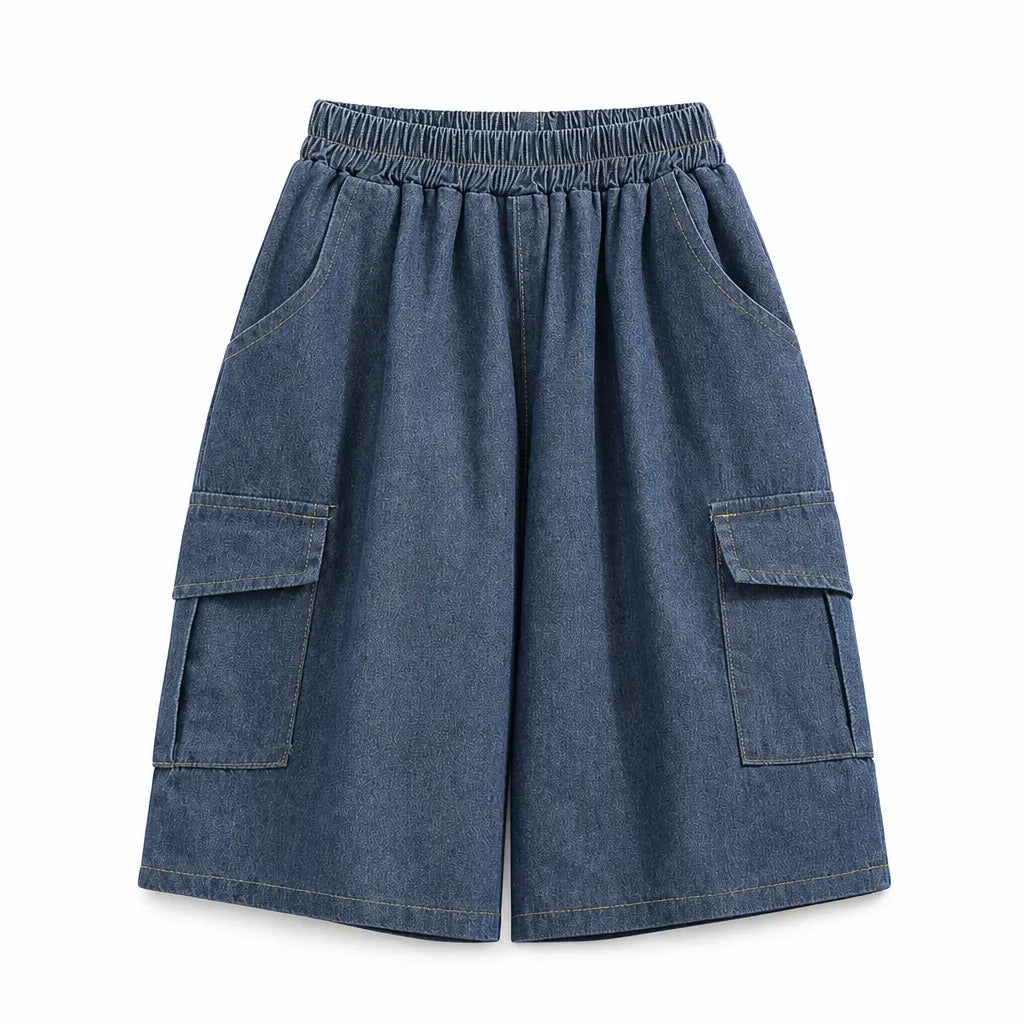 Arianna Straight Denim Shorts - Color:Blue;Size:XS