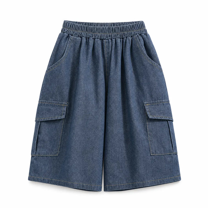 Arianna Straight Denim Shorts - Color:Blue;Size:XS