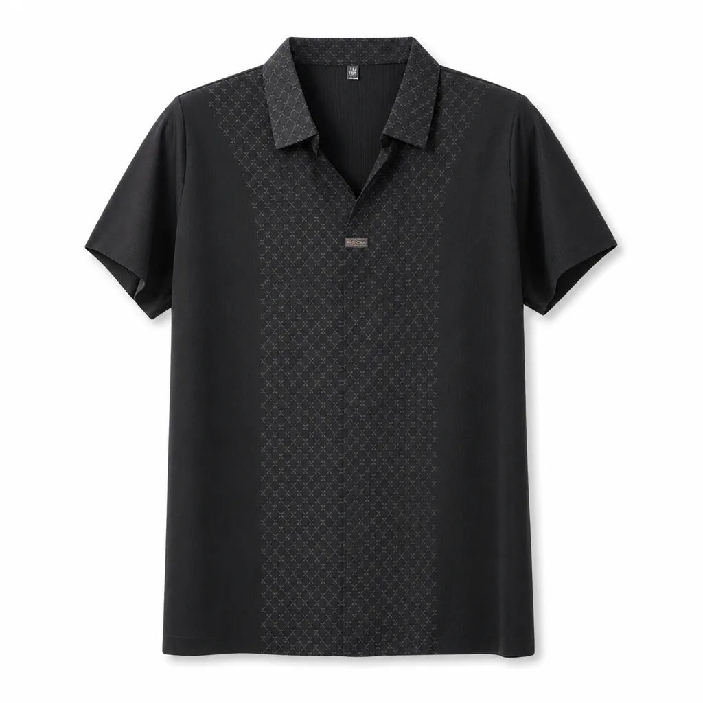 Arobellio V-Neck Polo Shirt - Color:Black;Size:M