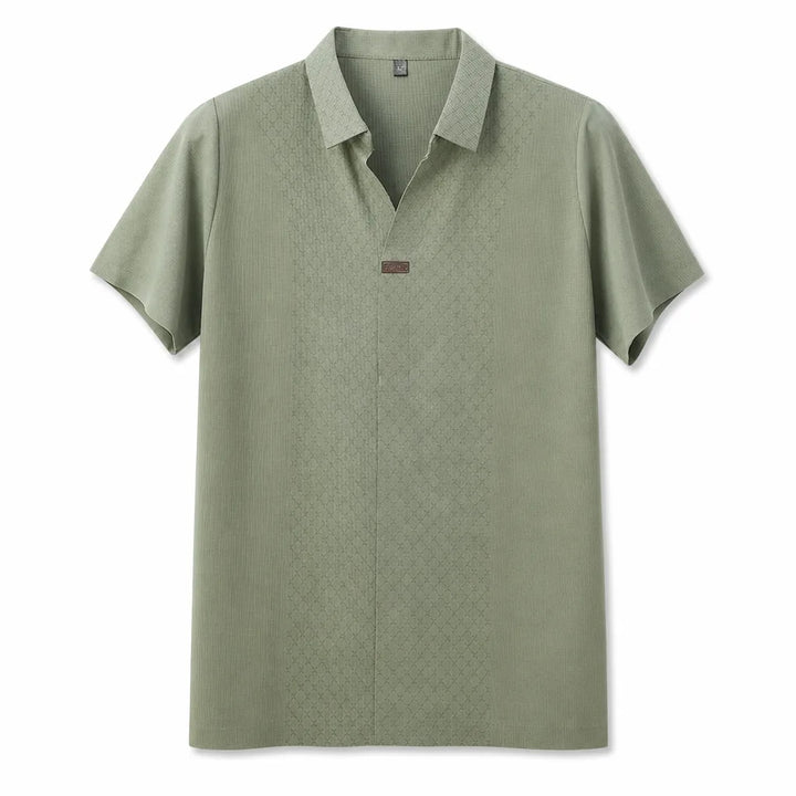 Arobellio V-Neck Polo Shirt - Color:Green;Size:M