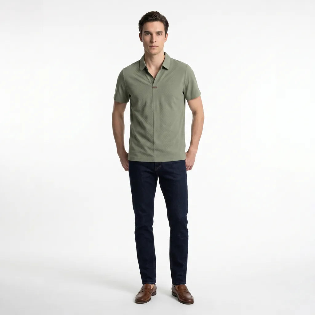 Men's Green Arobellio V-Neck Polo Shirt