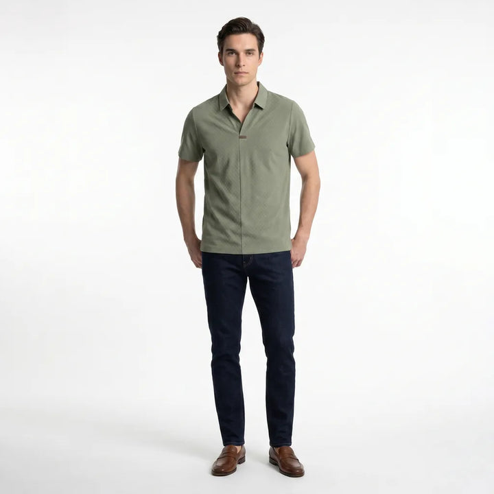 Men's Green Arobellio V-Neck Polo Shirt