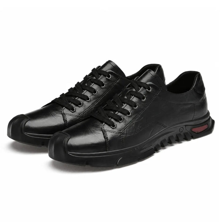Ashton Mill Leather Sneakers - Color:Black;Size:38