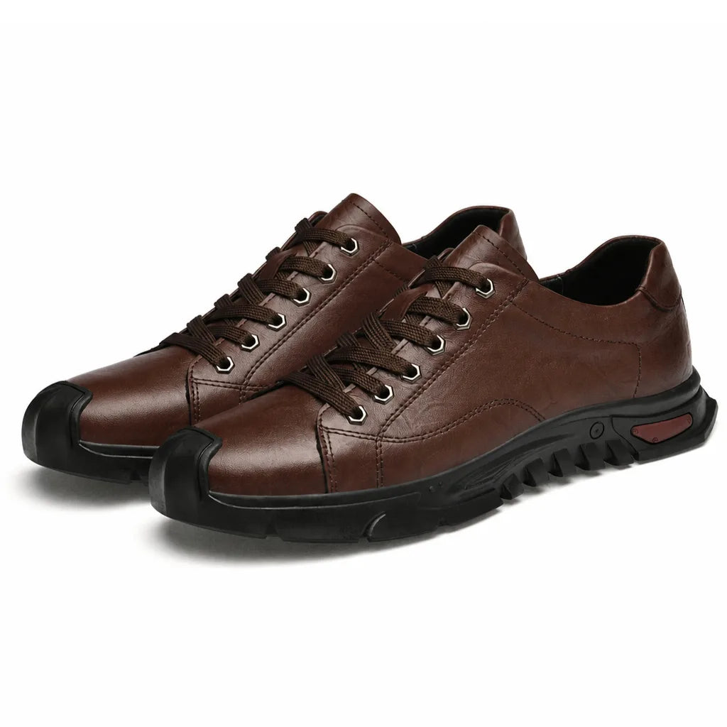 Ashton Mill Leather Sneakers - Color:Brown;Size:38