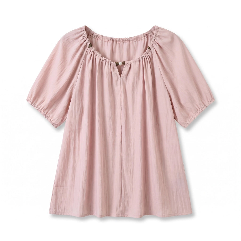 Audrey Short Sleeve Blouse - Color:Pink;Size:XS