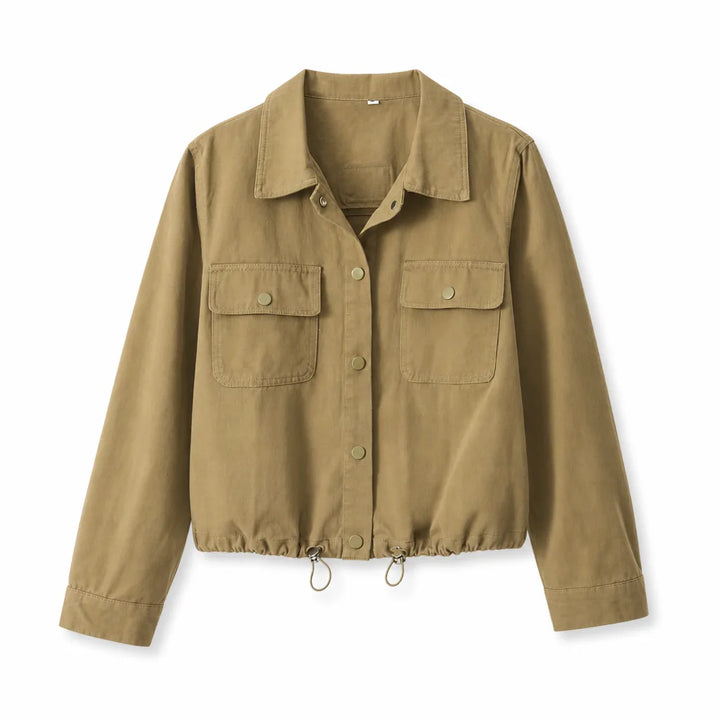 Aurora Cropped Jacket - Color:Beige;Size:XS