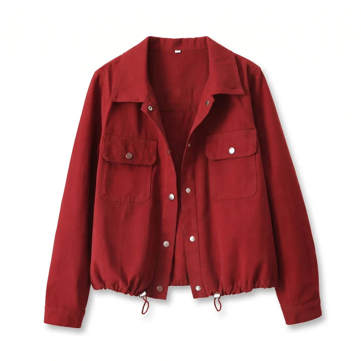 Aurora Cropped Jacket - Color:Red;Size:XS
