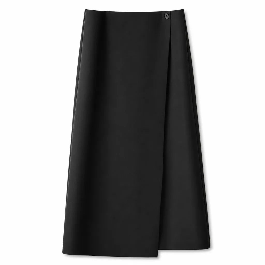Aurora High Waist Midi Skirt - Color:Black;Size:XS