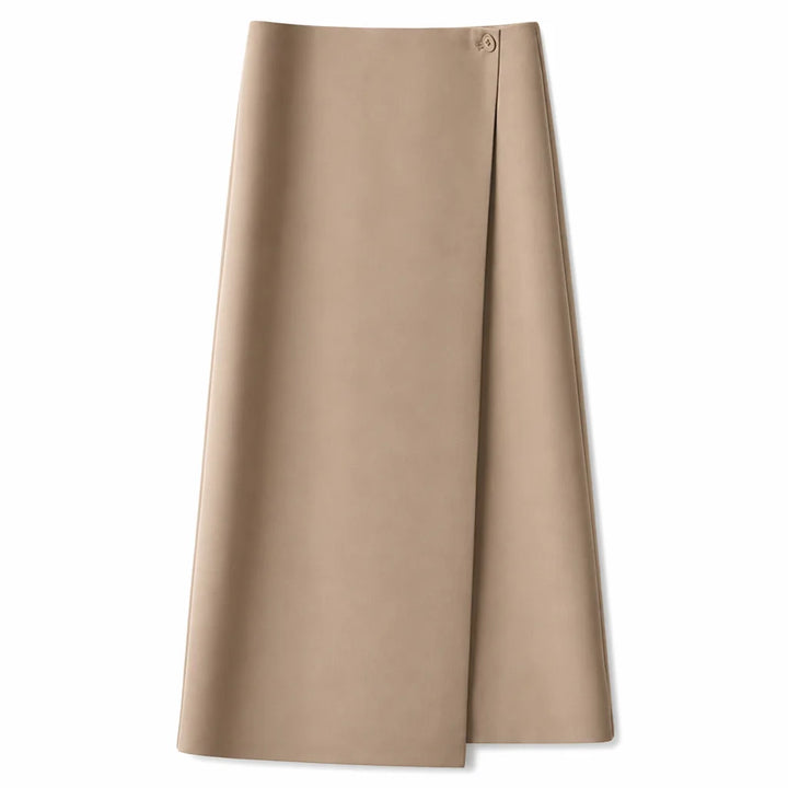 Aurora High Waist Midi Skirt - Color:Brown;Size:XS