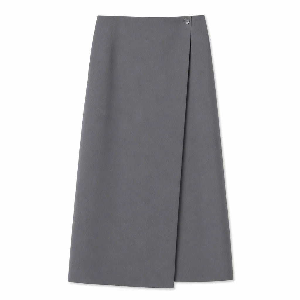 Aurora High Waist Midi Skirt - Color:Gray;Size:XS