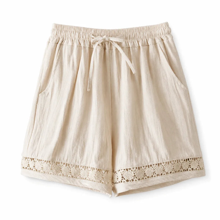 Aurora Wide-Leg Shorts - Color:Beige;Size:S