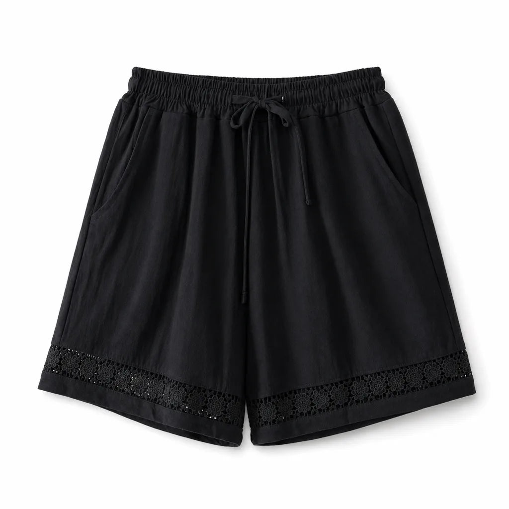 Aurora Wide-Leg Shorts - Color:Black;Size:S