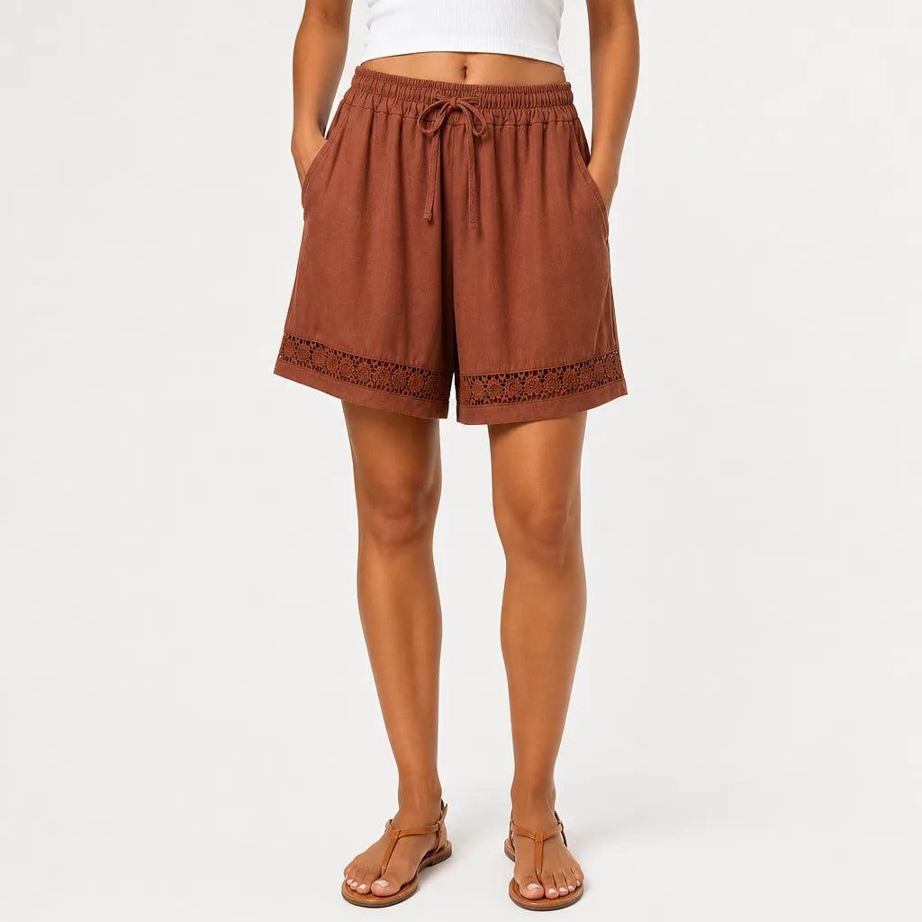 Women's Brown Worth Wide-Leg Shorts