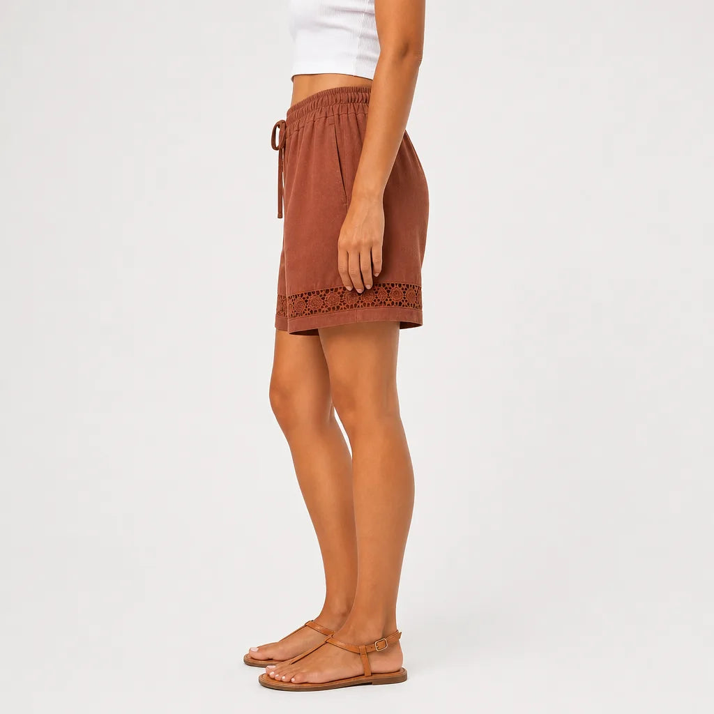 Women's Brown Worth Wide-Leg Shorts