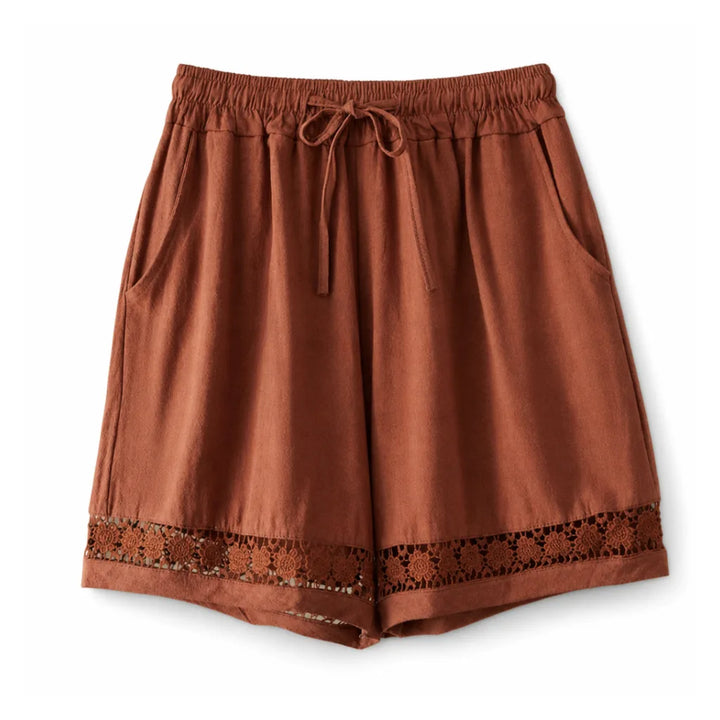 Aurora Wide-Leg Shorts - Color:Brown;Size:S