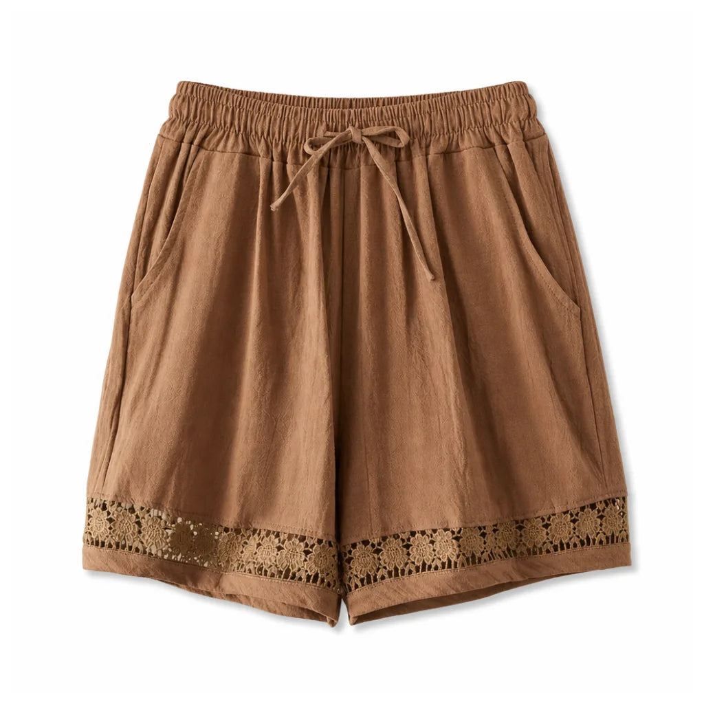 Aurora Wide-Leg Shorts - Color:Flax;Size:S