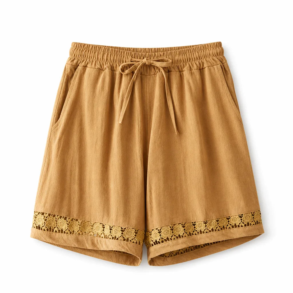 Aurora Wide-Leg Shorts - Color:Yellow;Size:S