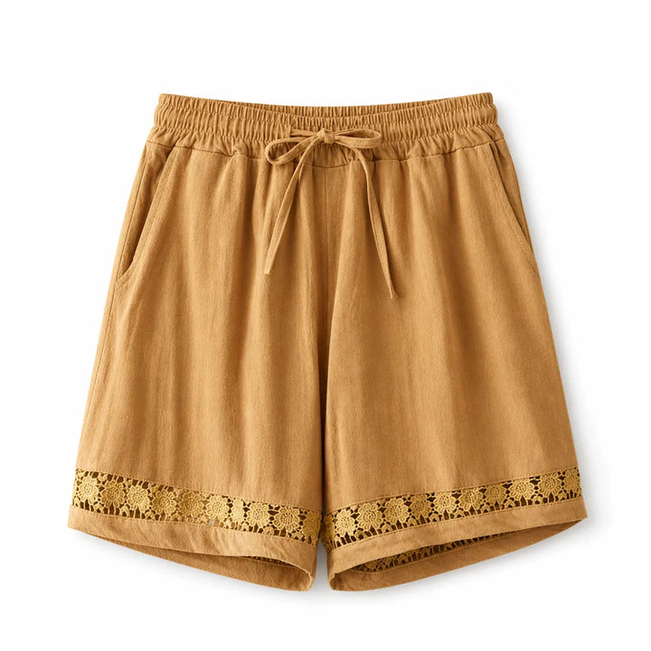 Aurora Wide-Leg Shorts - Color:Yellow;Size:S