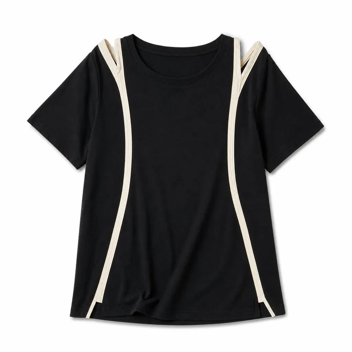 Ava Cut-Out Shoulder Top - Color:Black;Size:S